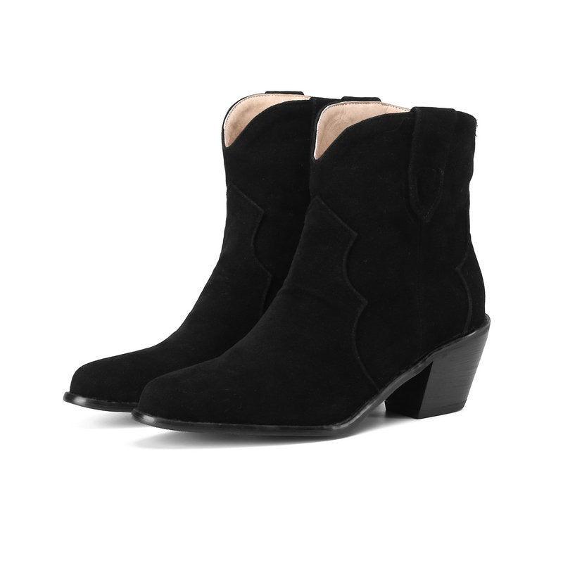 Bottines en suède style cowgirl chic – Bottes de cowgirl élégantes à talons hauts pour femme