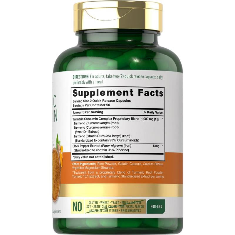 Carlyle Turmeric Curcumin with Black Pepper 1000Mg | 180 Capsules | Turmeric Complex Supplement | Non-Gmo, Gluten Free