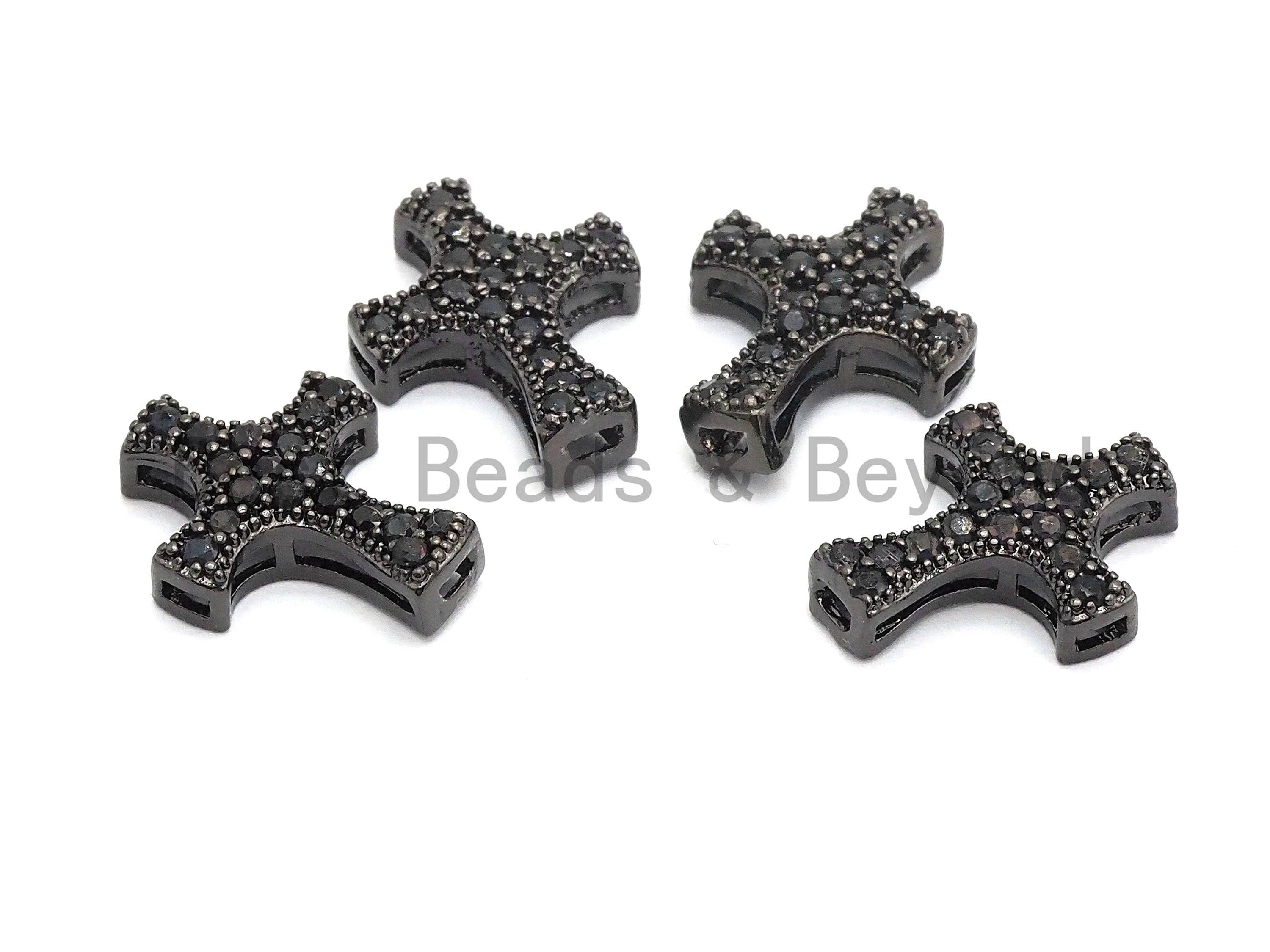 Black CZ Pave On Black Micro Pave Cross Spacer, sku#C100