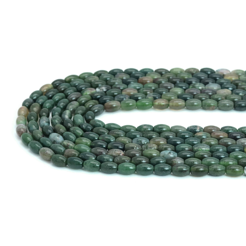 6x9mm Genuine Moss Agate Smooth Drum Shape Beads, Sku#U2007