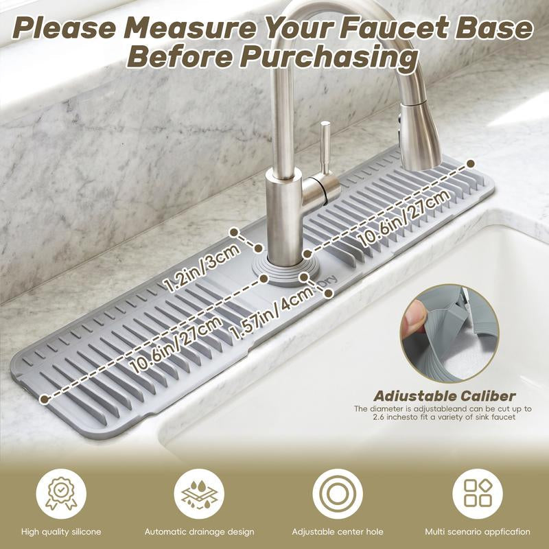 Citydry-Kitchen Sink Faucet Mat, Silicone Folding Splash Guard, Draining Mat with Button Lock, Sink Faucet Protector, Sink Accessories for Kitchen