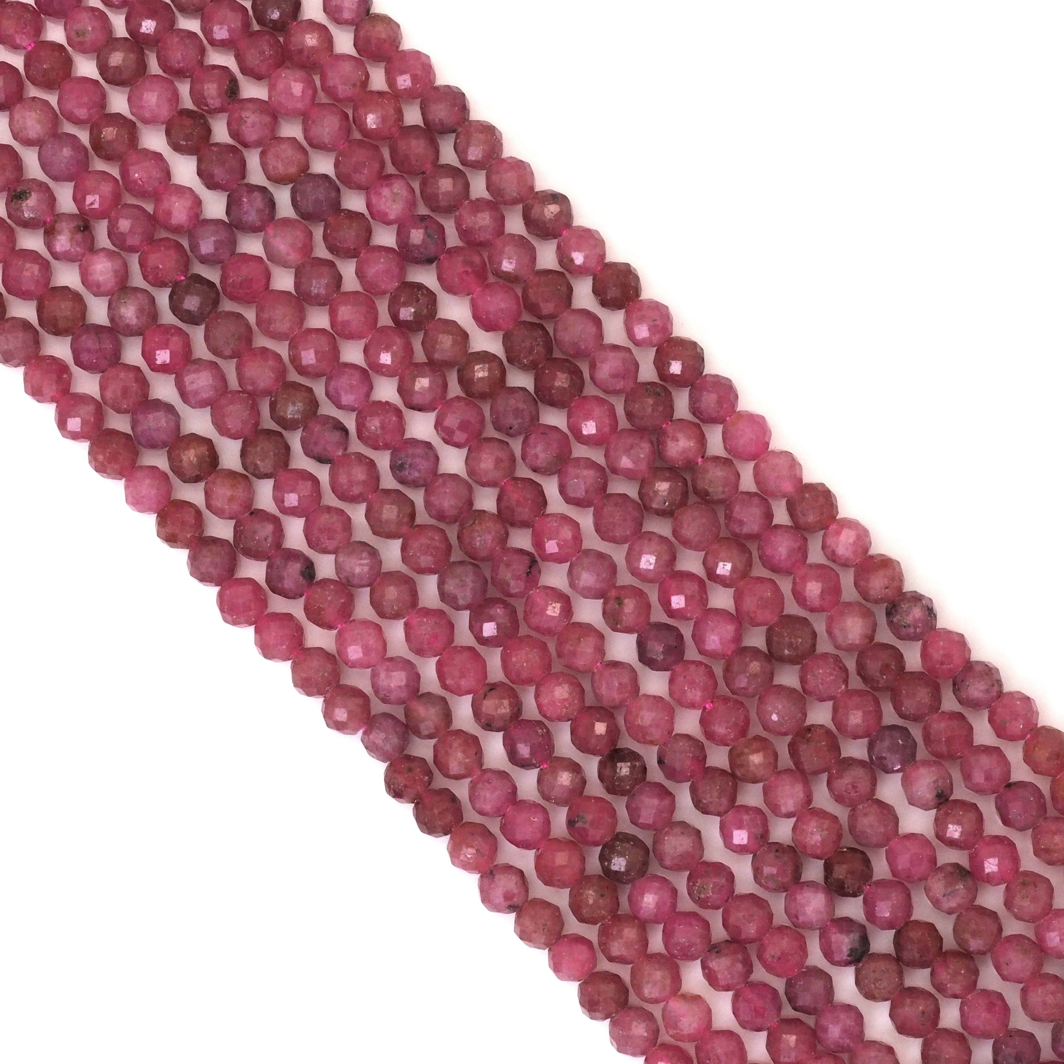 Genuine Rhodochrosite Round Faceted Small Beads, Sku#U1733