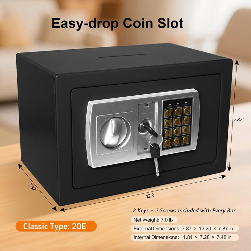 Valentine'S Day Gift: Mini Safe Box with Key & Password Lock, Double Protection Security Safe for Home Office Hotel, Perfect Gift for Him/Her to Store Cash Jewelry Watch