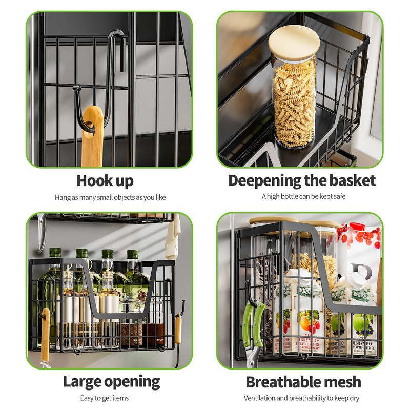 【Holiday Deals】San Dream Magnetic Shelf for Fridge Spice Rack Organizer Magnetic Fruit Basket for Refrigerator Laundry Organizer Spice Snacks Magnet Fridge Shelf-1Pc&2Pcs