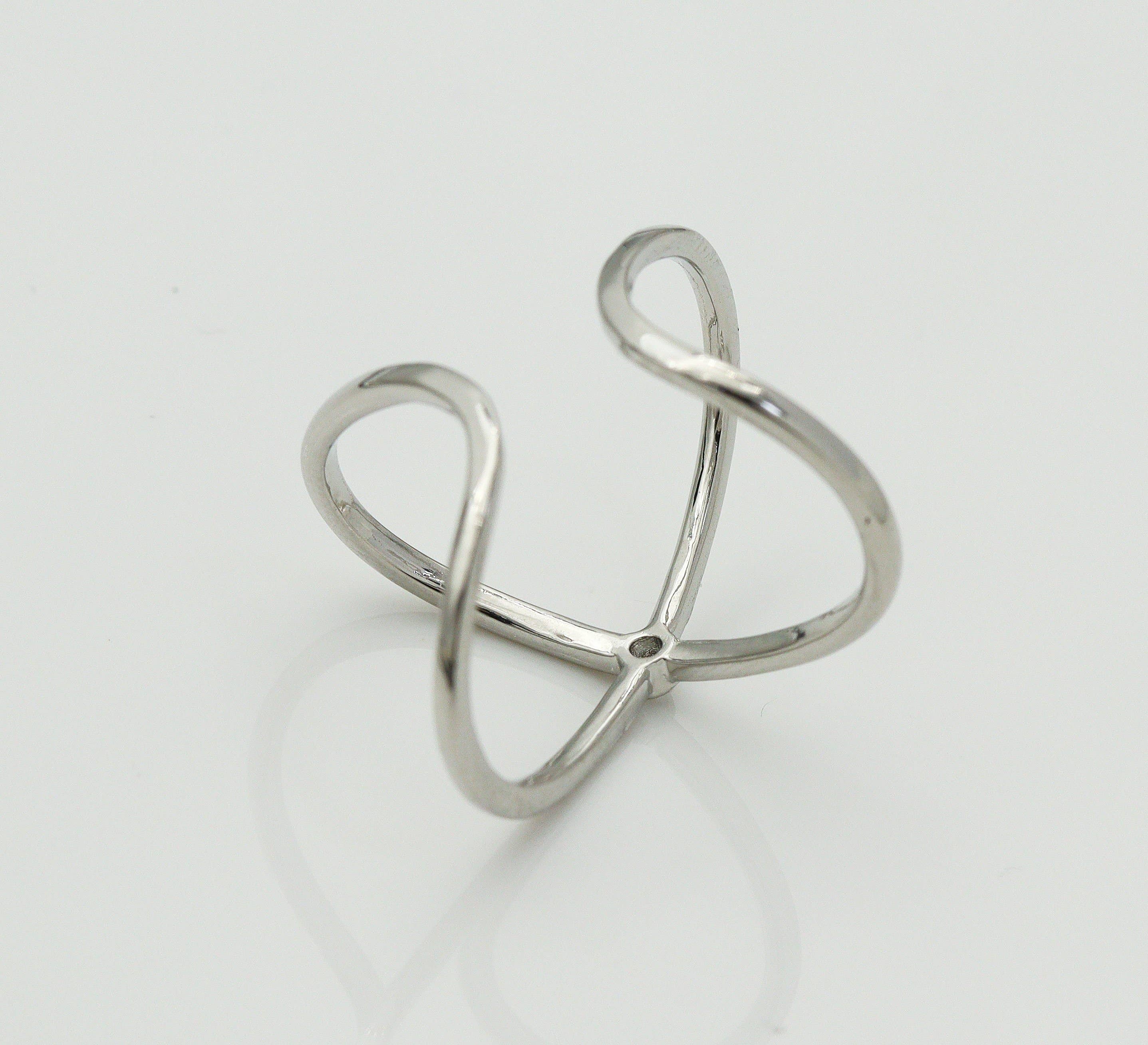CZ Cross Adjustable Ring, Sku#B185