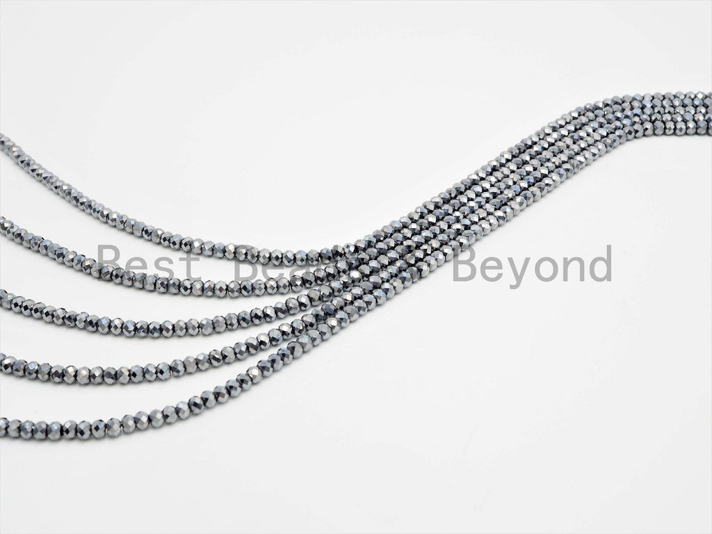 Quality Gray Rondelle Tera Hertz Beads,1x2/3x4/3x5/5x8mm Rondelle Faceted Beads, Bright Gray Beads,15inch strand,SKU#U376