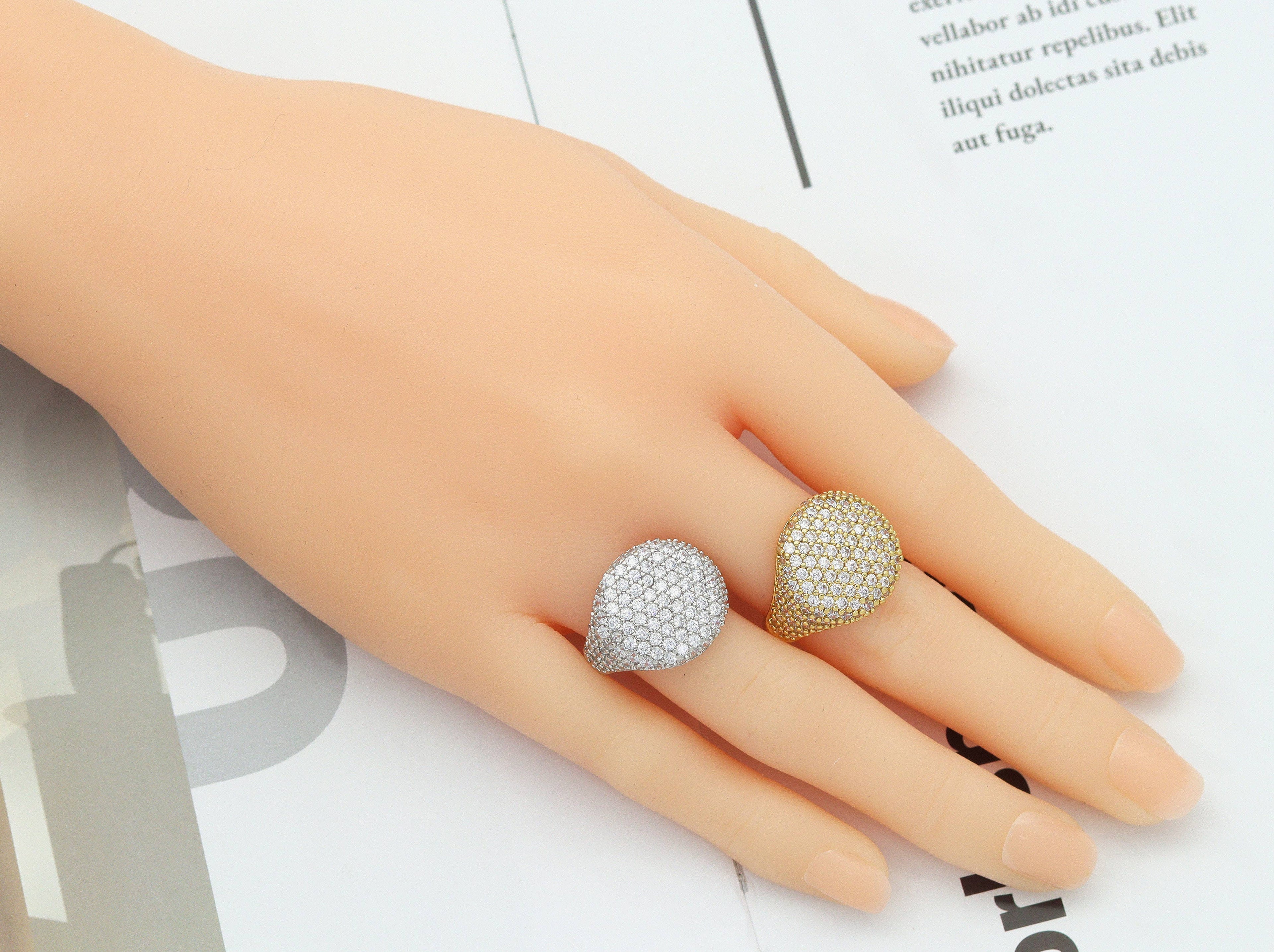 CZ Oval Adjustable Ring, Sku#B188