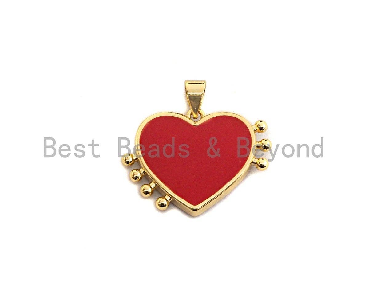 Enamel Colorful Heart With Tentacle Pendant,CZ Micro Pave Oil Drop pendant,Enamel pendant,Enamel Jewelry,24x18mm,sku#F973