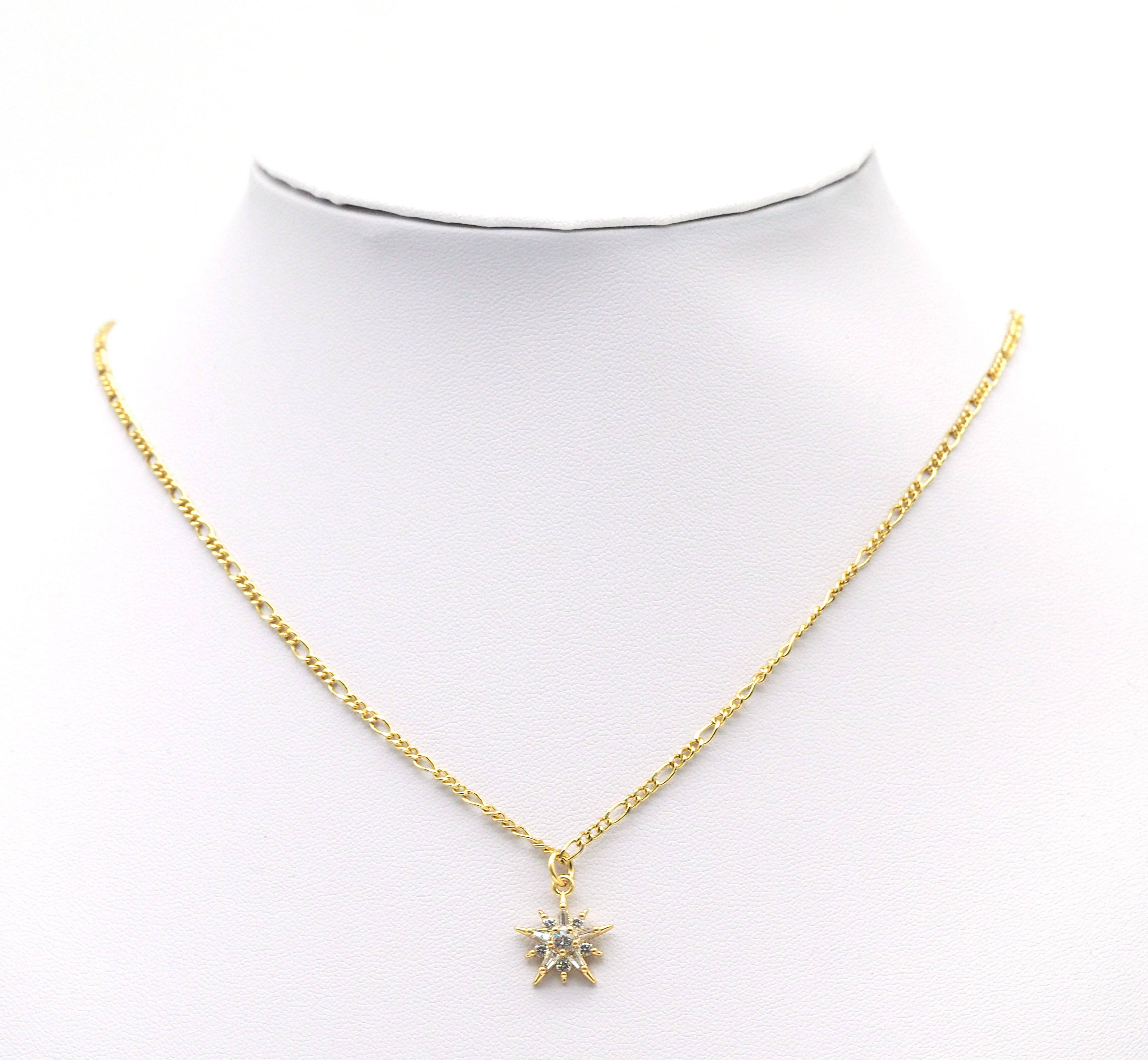 Baguette CZ Dainty Star Charm, Sku#Y711