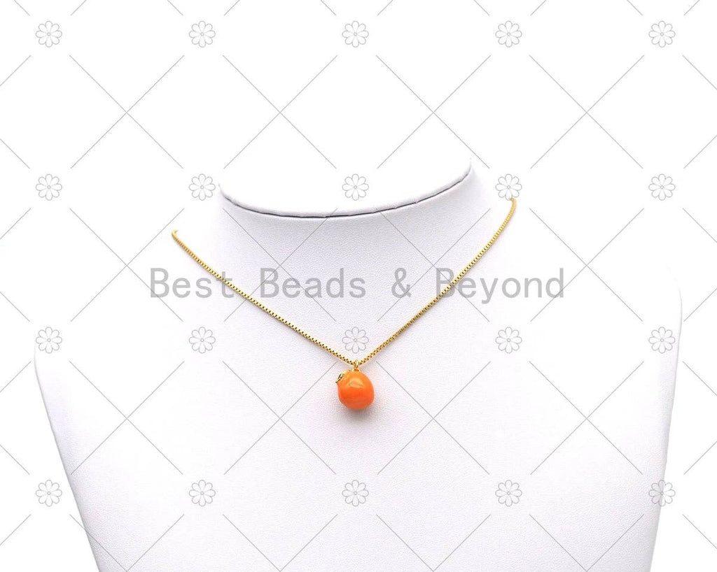 Enamel Orange Apple Charm, Sku#Y578