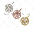 CZ Micro Pave Sunflower On Round Ring Pendant,Cubic Zirconia SKU#B130