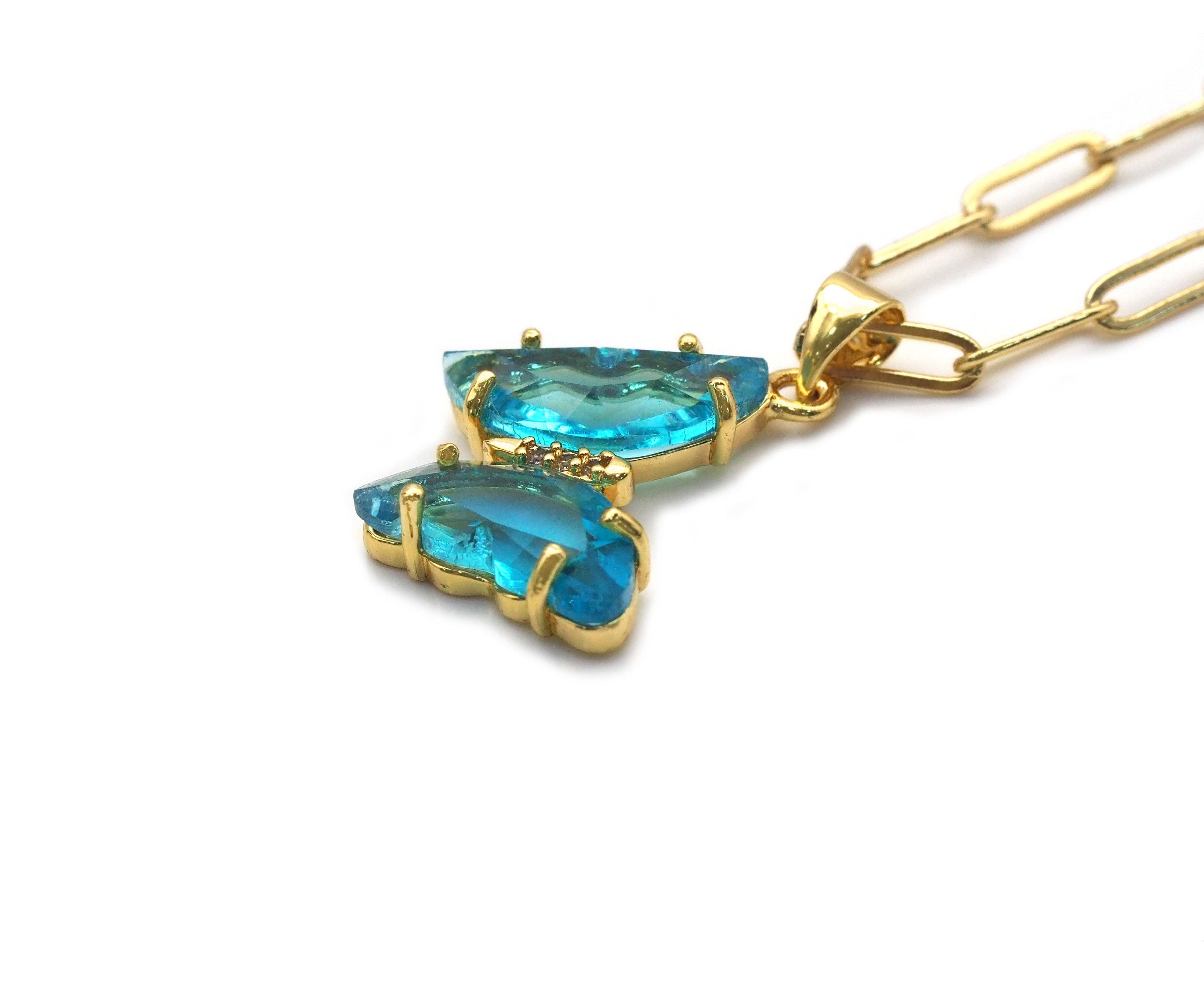 Dainty paperclip Chain Butterfly Necklace, sku#EF178