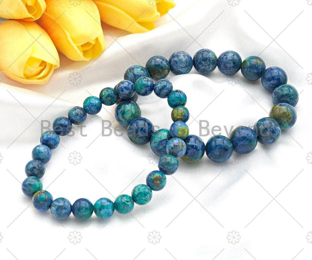 Blue African Turquoise Stretchy Bracelet, Sku#EF41C