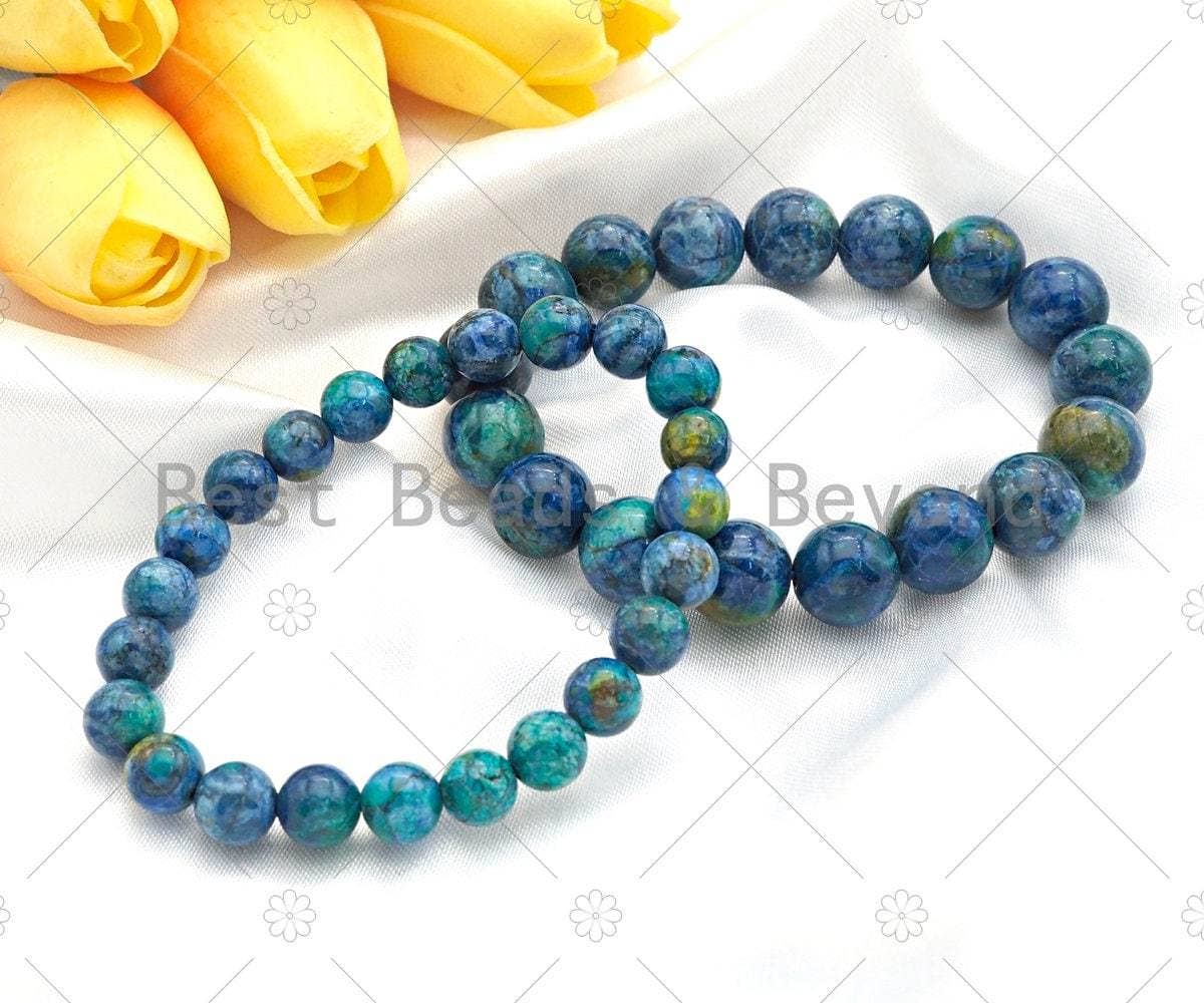 Blue African Turquoise Stretchy Bracelet, Sku#EF41C