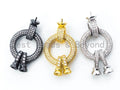 Large CZ Micro Pave Focal Clasp, 3-way Connector Clasp for jewelry Making, Gold Silver Focal Pendant Clasp, 38mm, sku#L156