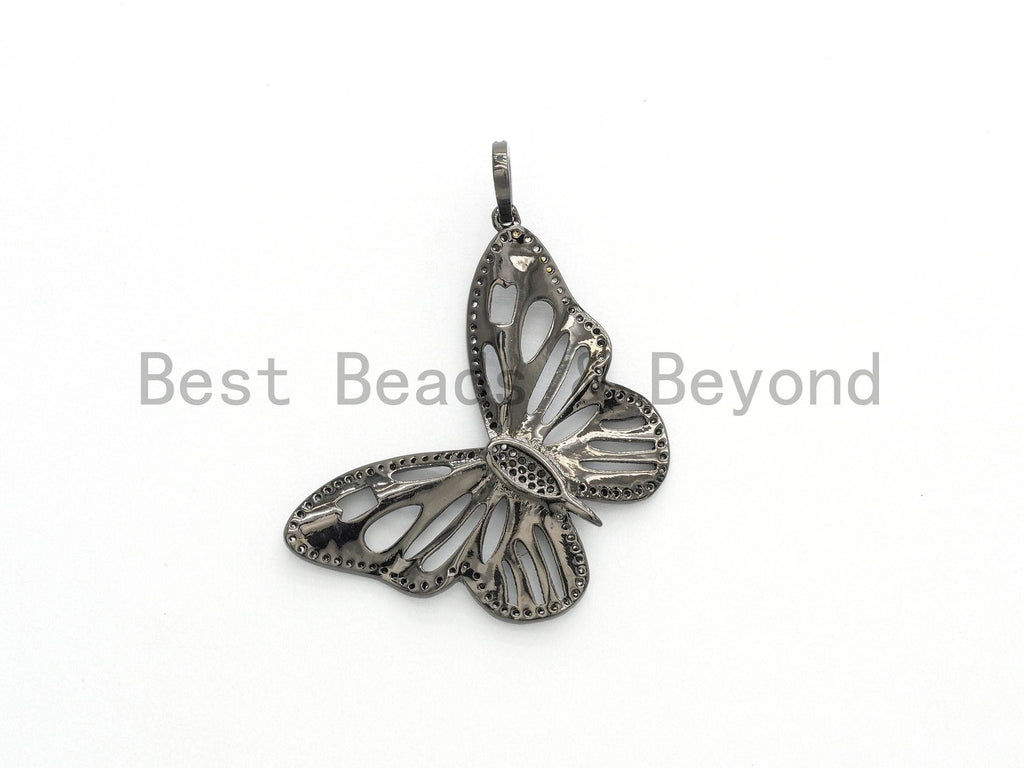 Large CZ Micro Pave Butterfly Pendant, sku#F557