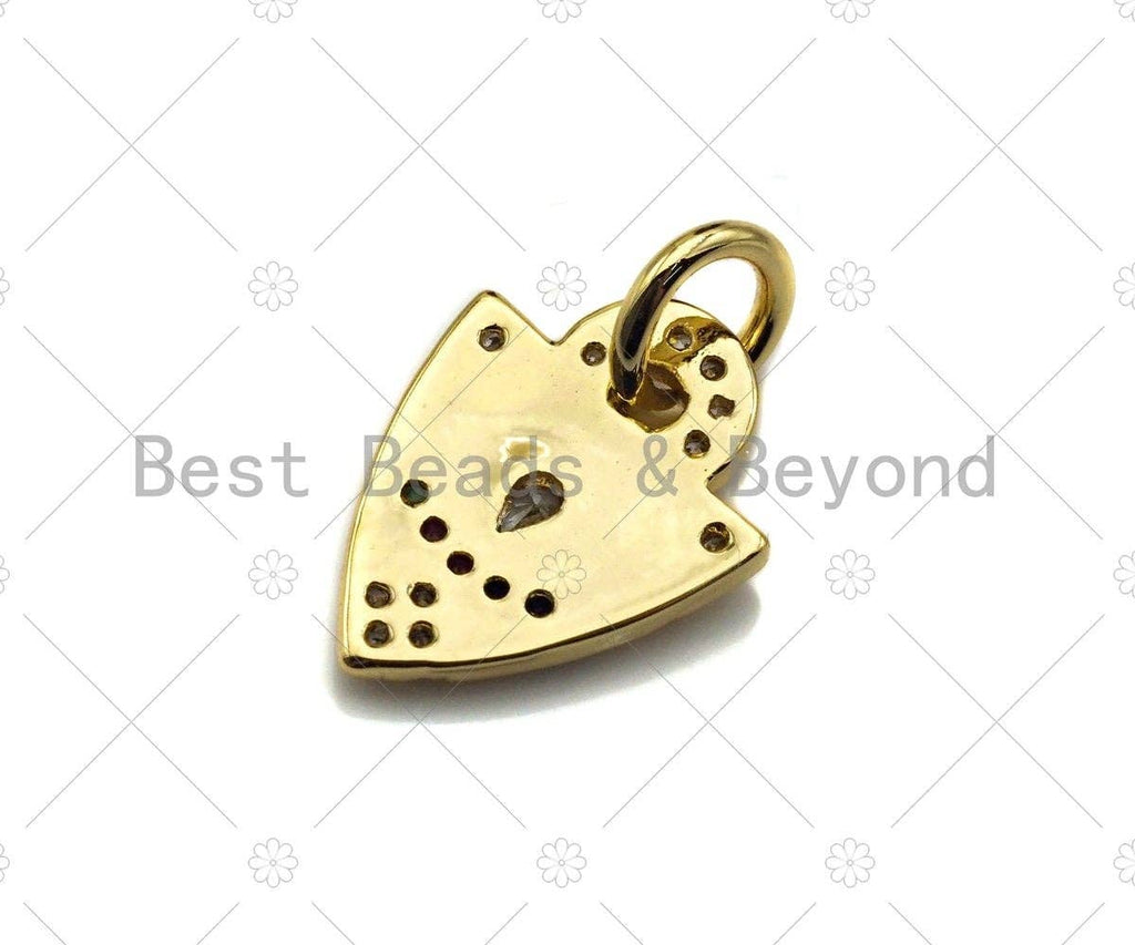 18k Shiny Gold Evil Eye On Triangle Shape Charms, Multicolor CZ Gold Triangle Charms, Gold Pendant,Evil Eye Necklace Charms,11x14mm,Sku#Y336