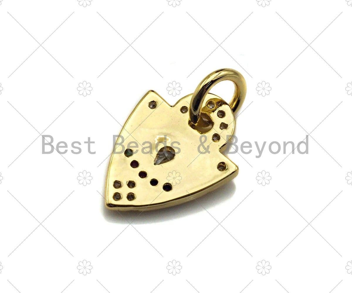 18k Shiny Gold Evil Eye On Triangle Shape Charms, Multicolor CZ Gold Triangle Charms, Gold Pendant,Evil Eye Necklace Charms,11x14mm,Sku#Y336