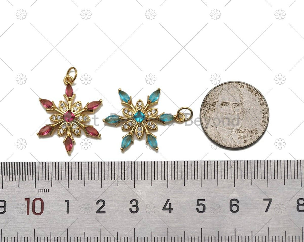 CZ Micro Pave Snowflake Shape Pendant, sku#Y565