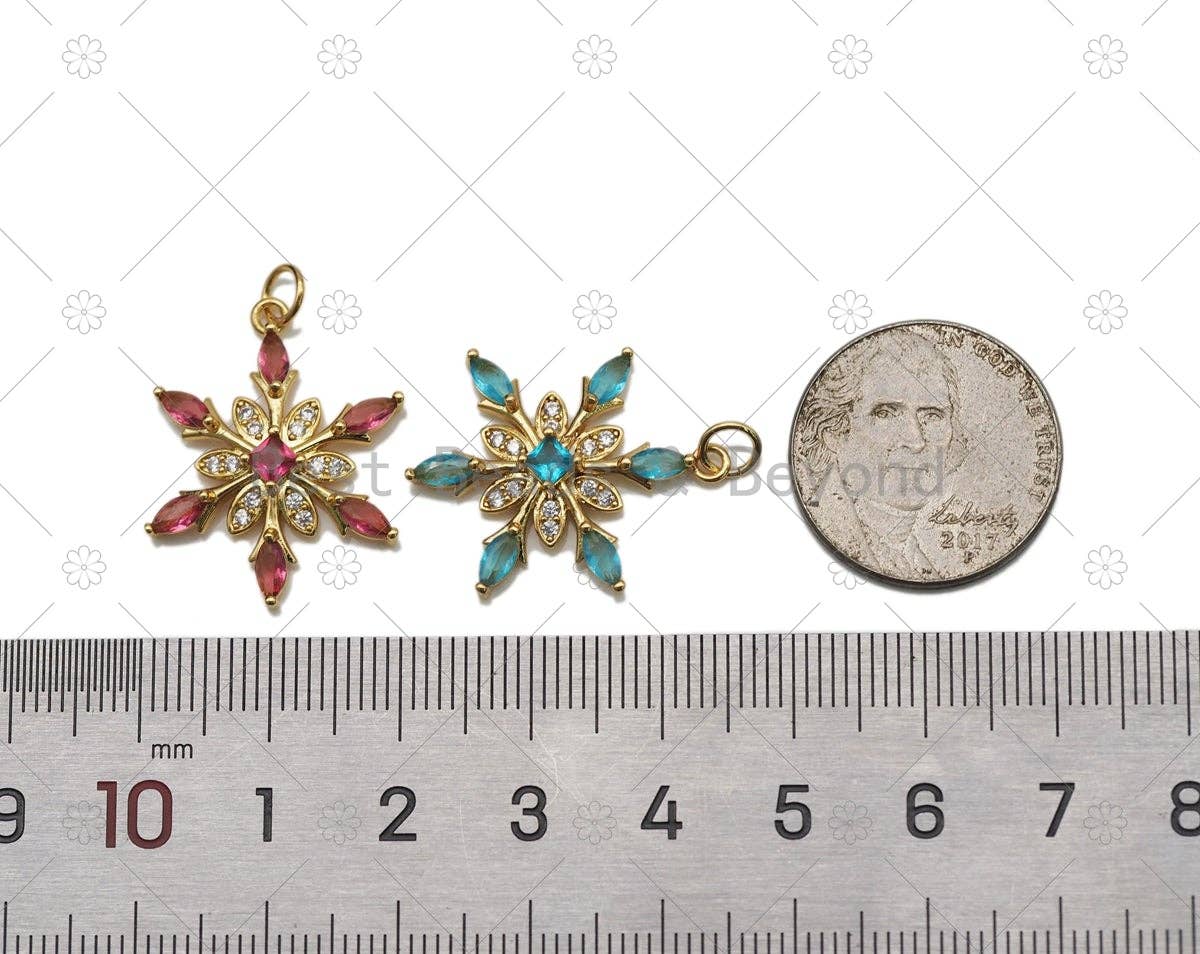 CZ Micro Pave Snowflake Shape Pendant, sku#Y565