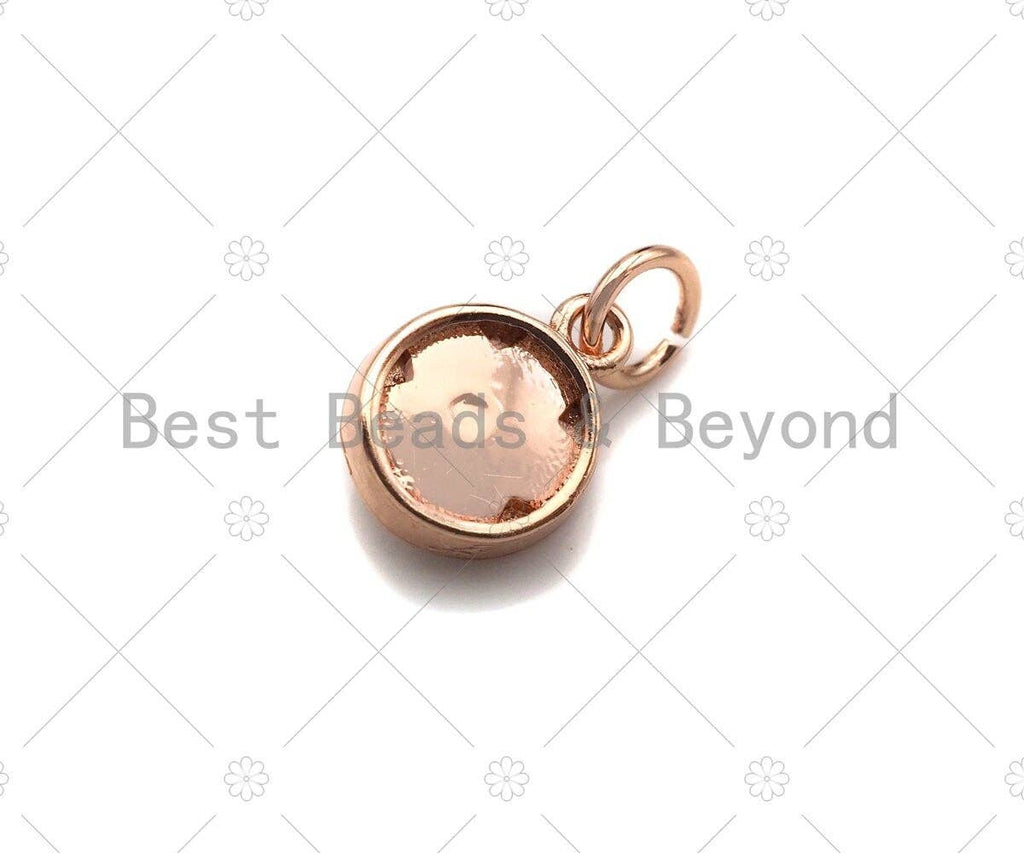 CZ Micro Pave Blue Star On Round Pendant, Gold/Rose Gold/Silver Charm, Blue Star Charm,8x6mm, Sku#Y398