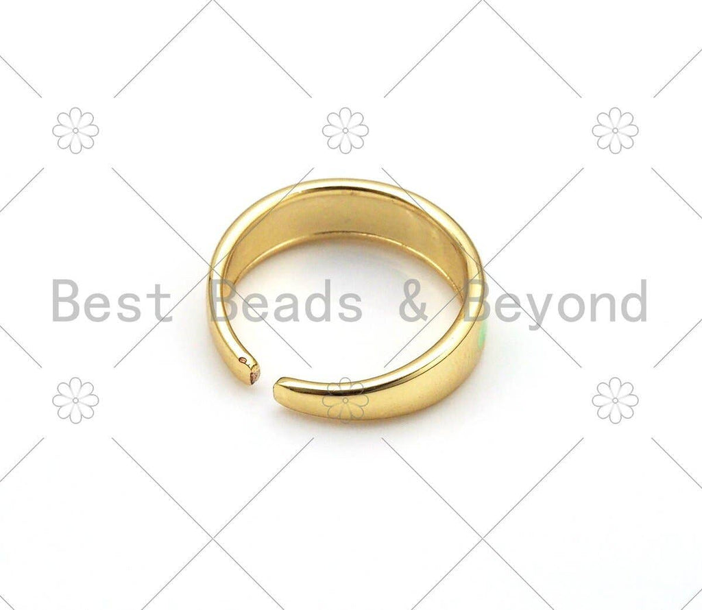 Colorful Enamel Hamsa Hand Adjustable Ring, Sku#LD151