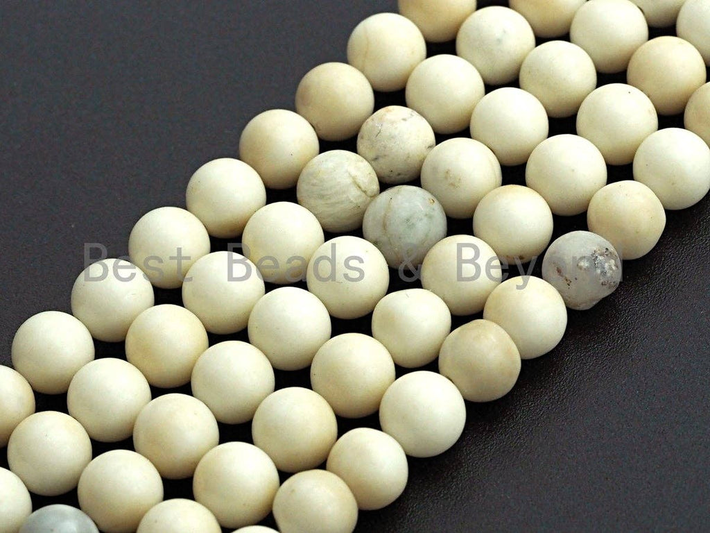 Quality Natural Matte Ivory Jade, 8mm/10mm, 15.5" Full Strand, sku#U651