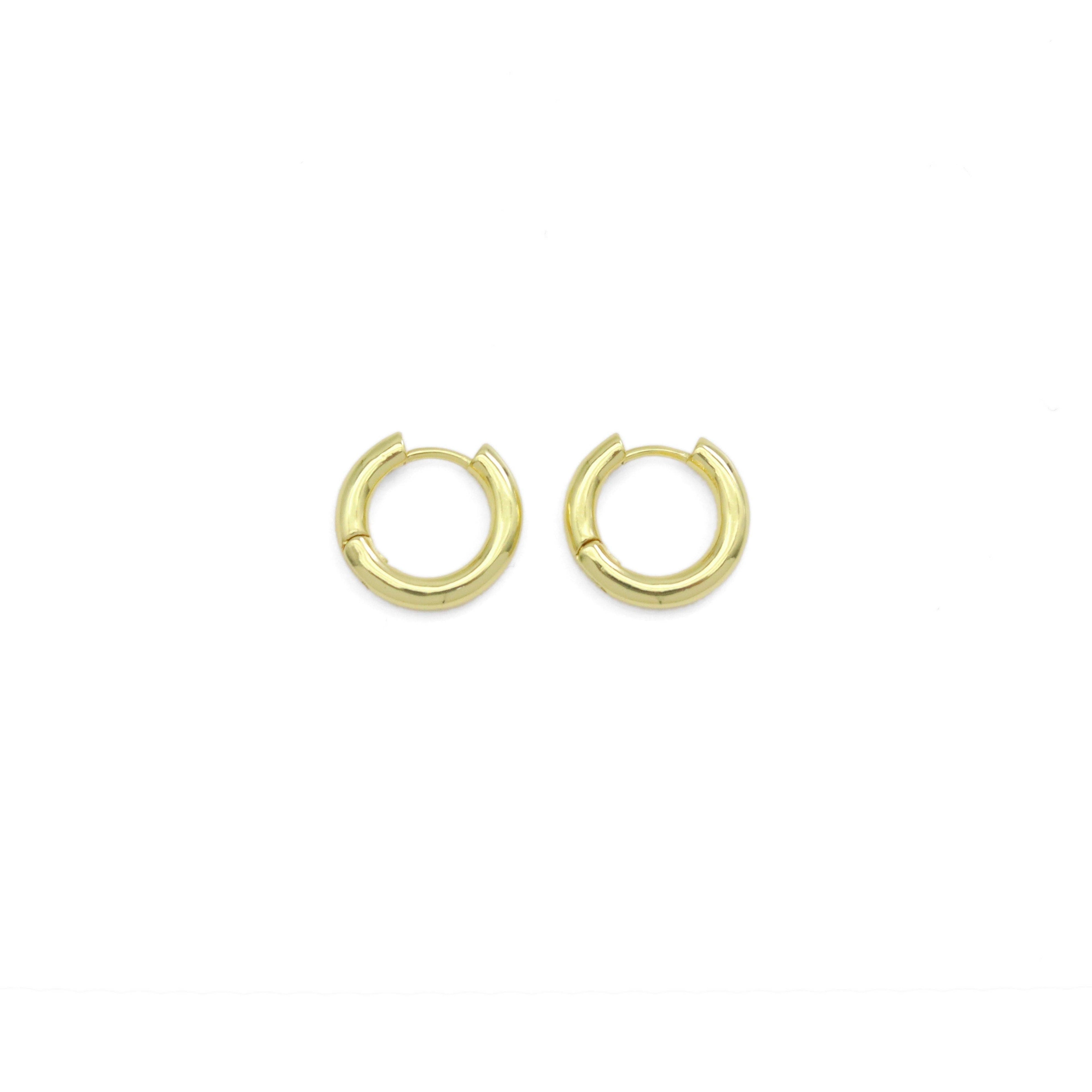 Plain Gold Thick Hoop Earrings, Sku#Y909
