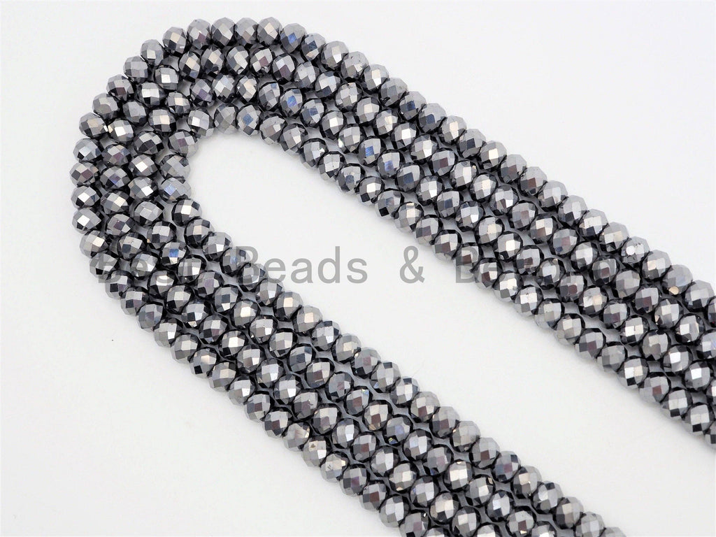 Quality Gray Rondelle Tera Hertz Beads,1x2/3x4/3x5/5x8mm Rondelle Faceted Beads, Bright Gray Beads,15inch strand,SKU#U376
