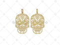 CZ Micro Pave Hollow Out Skull Shape Pendant, Sku#L635