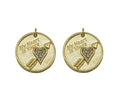 CZ Arrow Heart On Round Coin Charm, Sku#LK644