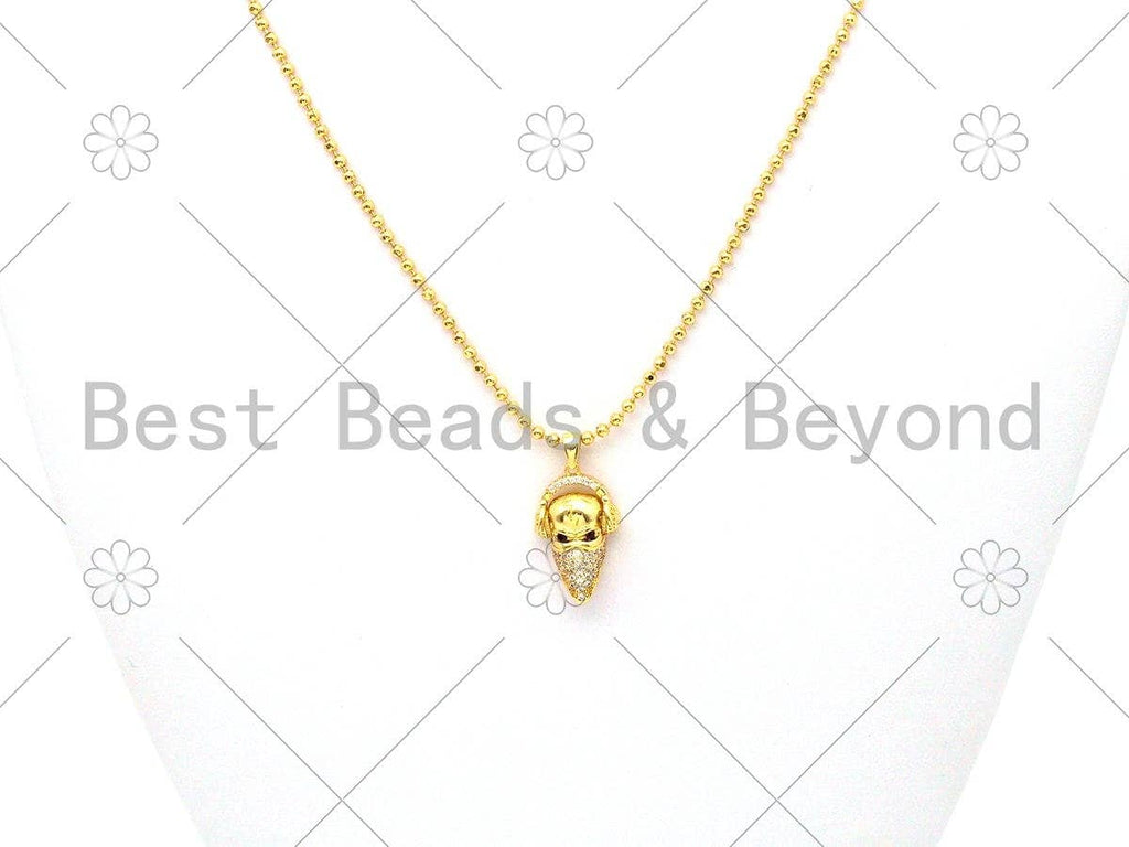 CZ Micro Pave Head With Headset Shape Pendant/Charm,CZ Gold/Siver/Black/Rose Gold Charm, Necklace Bracelet Charm Pendant,13x22mm,Sku#Y486