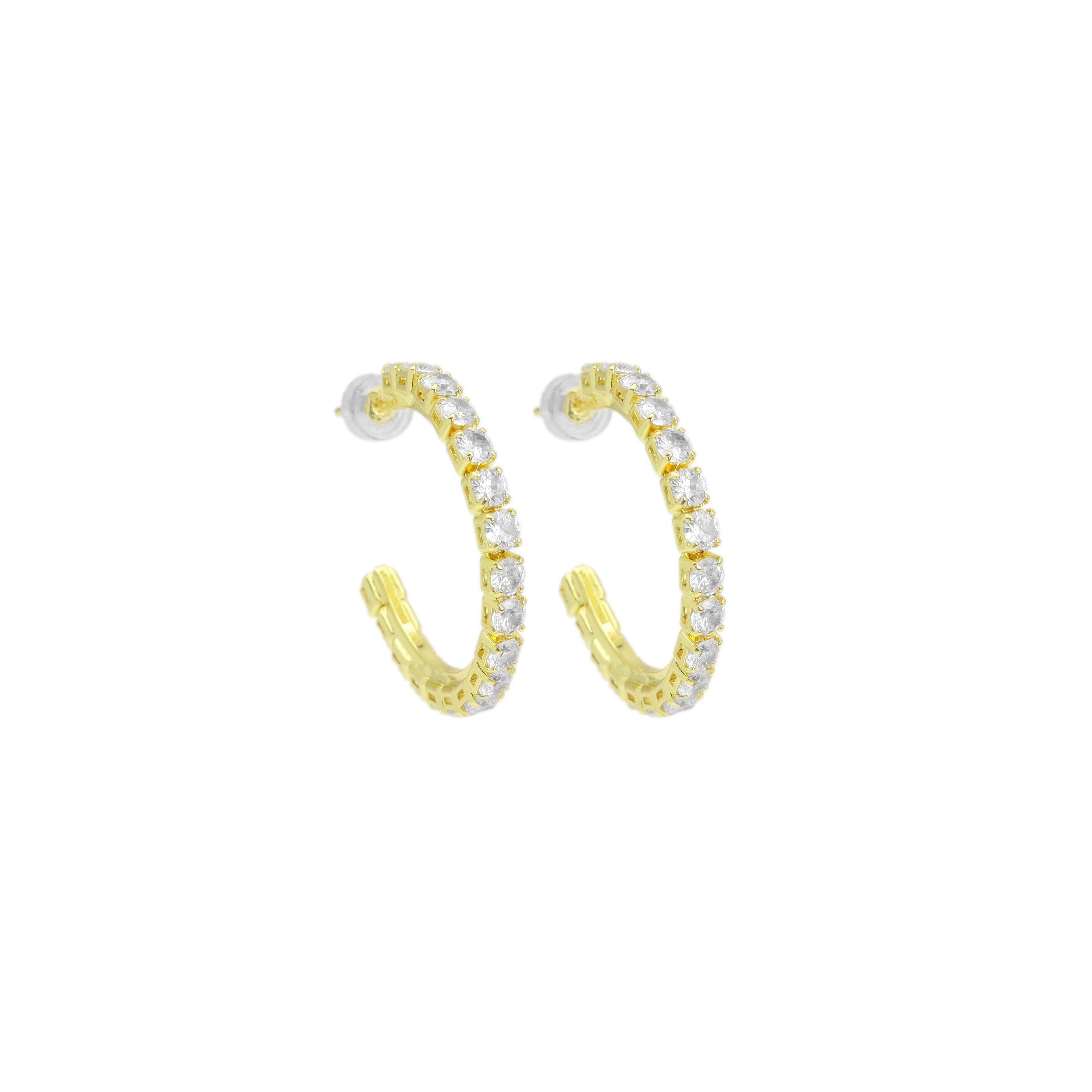 Big Diamond CZ Tennis Hoop Earrings, Sku#LX505