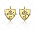 18K Dainty Gold Symbol On Shield Shape Pendant/Charm,Cubic Zirconia Charm, Necklace Bracelet Charm Pendant, 28x24mm, Sku#L556