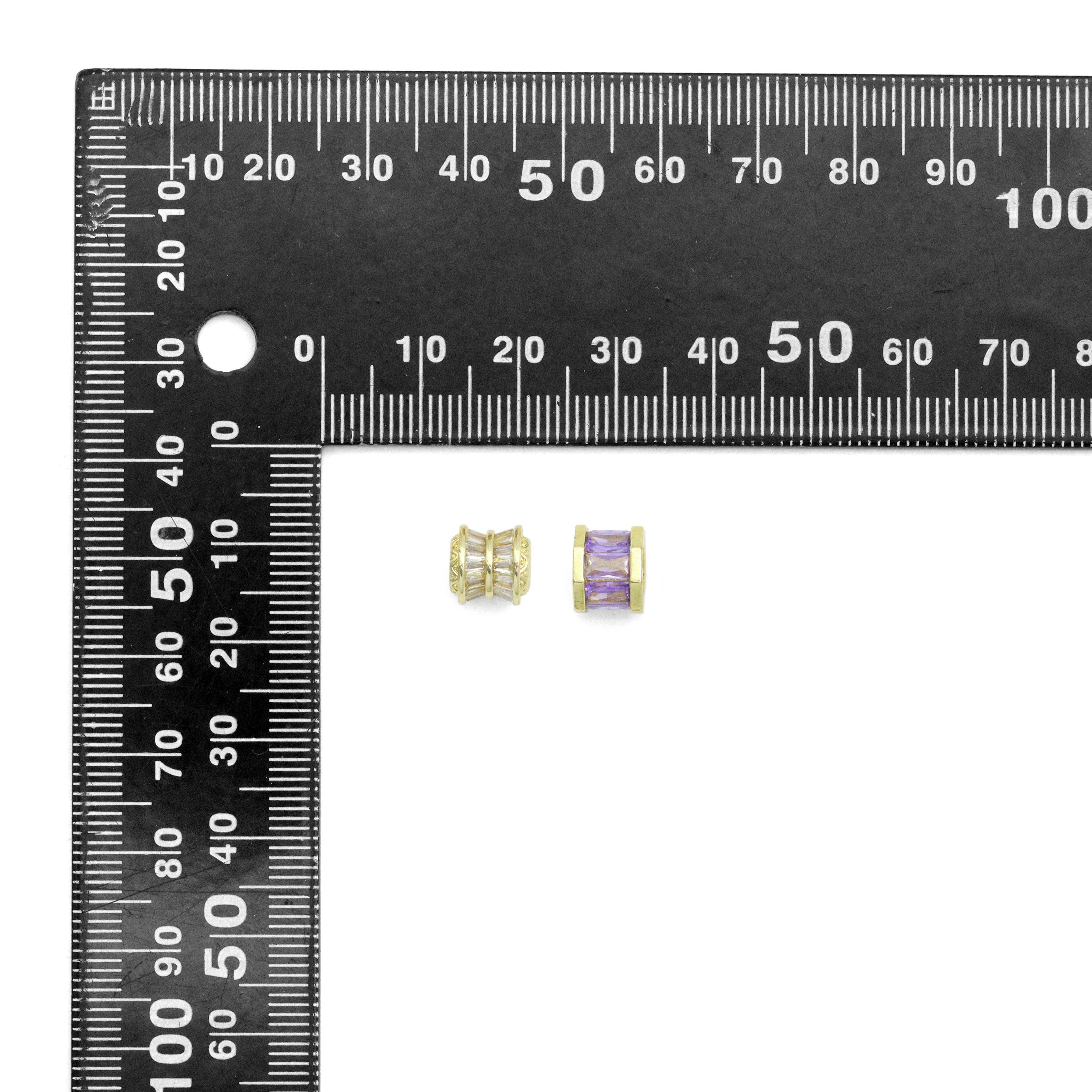 Baguette Colorful CZ Big hole Tube Spacer Beads,Sku#LD745