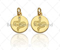 Dainty18k Gold CZ Micro Pave Snake Coin Charm, Gold Coin pendent, snake charm,12mm, sku#z1141