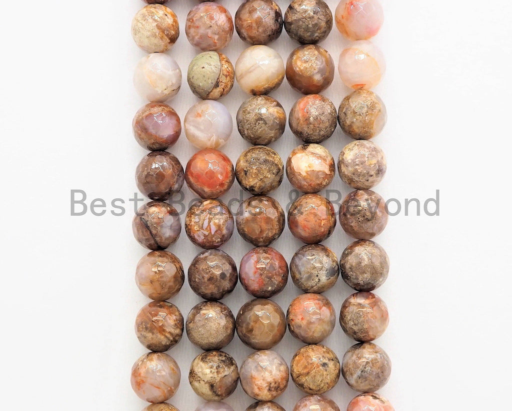 Quality Natural Bloodshot Jade Round Faceted Beads,6mm/8mm/10mm/12mm beads, Brown Gemstone, 15.5inch strand, SKU#U328