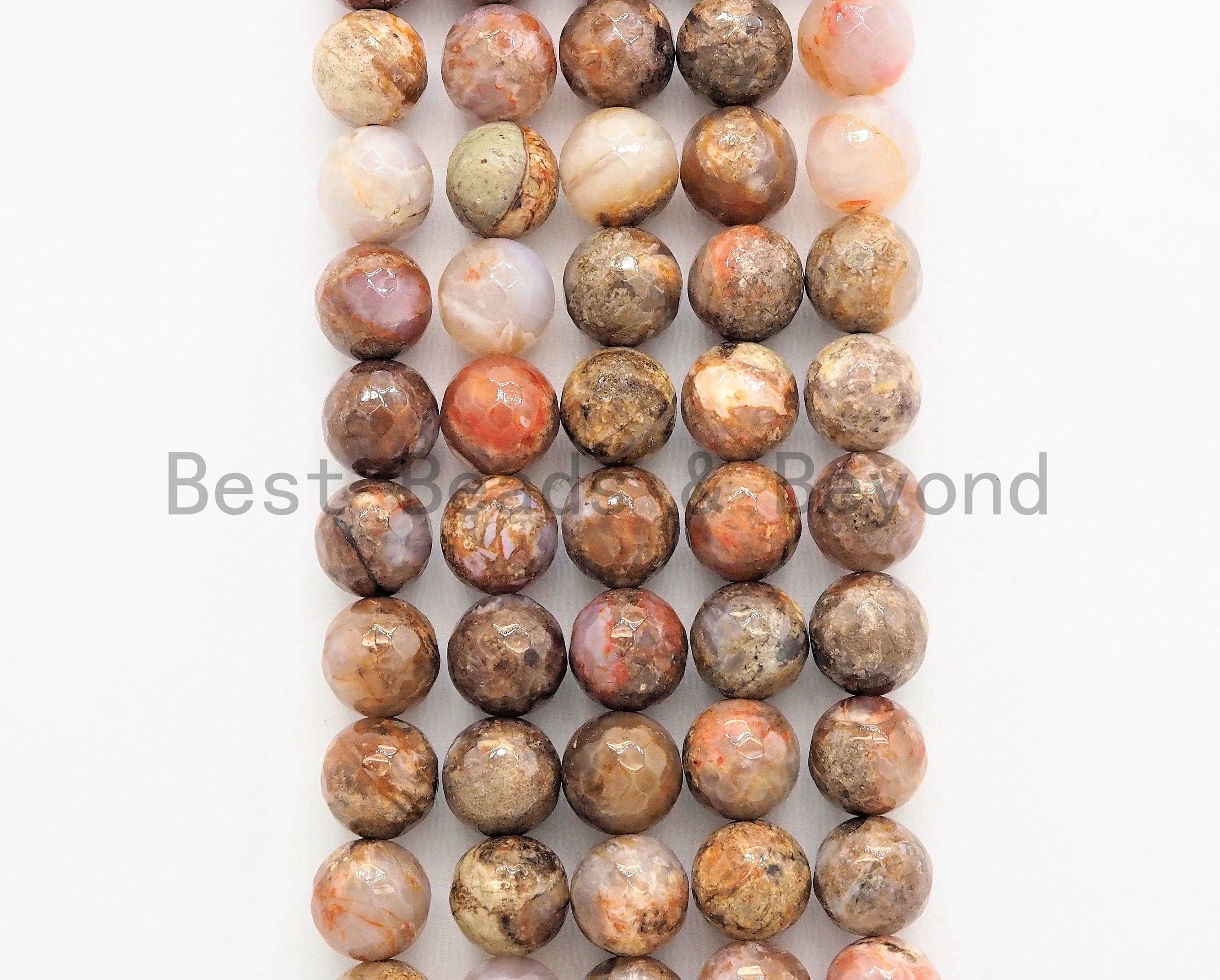 Quality Natural Bloodshot Jade Round Faceted Beads,6mm/8mm/10mm/12mm beads, Brown Gemstone, 15.5inch strand, SKU#U328