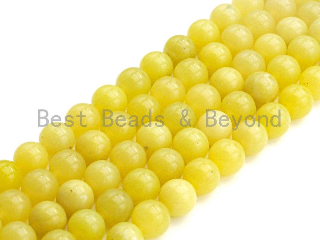 Natural Lemon Jade Round Smooth Beads, Sku#U642