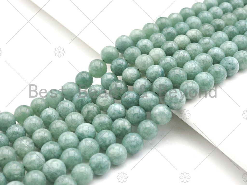 Natural Linden Green Jade, 6mm/8mm/10mm Round Smooth Jade, Dyed Jade, 15.5'' Full Strand, Sku#U994