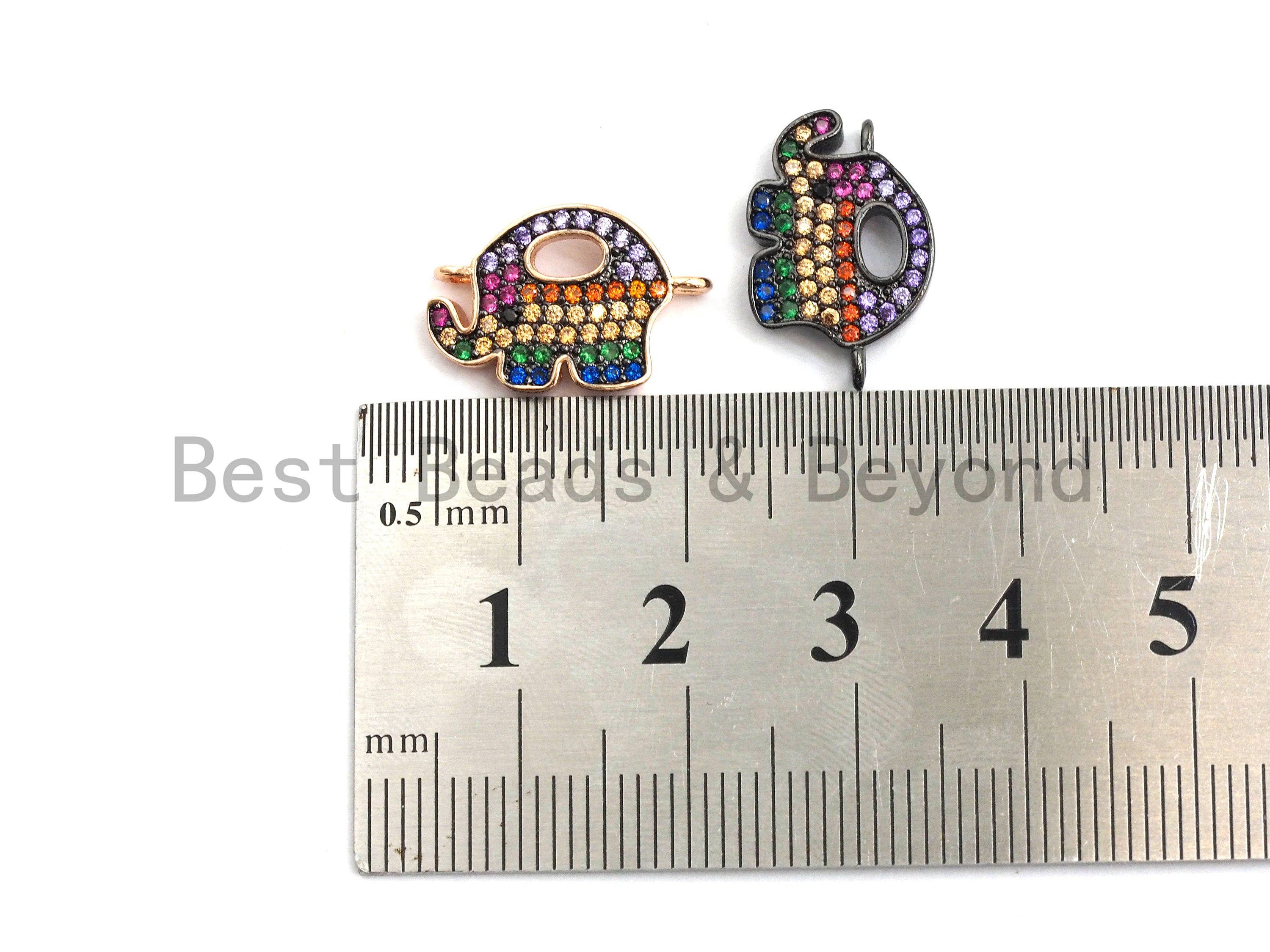 Rainbow CZ Micro Pave Elephant Connector for Bracelet/Necklace, Elephant Connector, 11x17mm,sku#E445