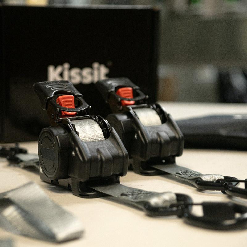 KISSIT Retractable Ratchet Tiedown Straps - 1209Lb Max Break Strength - Includes 2 1" X 10 Tie Downs