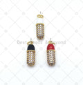 CZ Micro Pave with Enamel Colorful Pill Shape Pendant, 18K Gold Filled Capsule Charm,Necklace Bracelet Charm Pendant,Sku#Y551