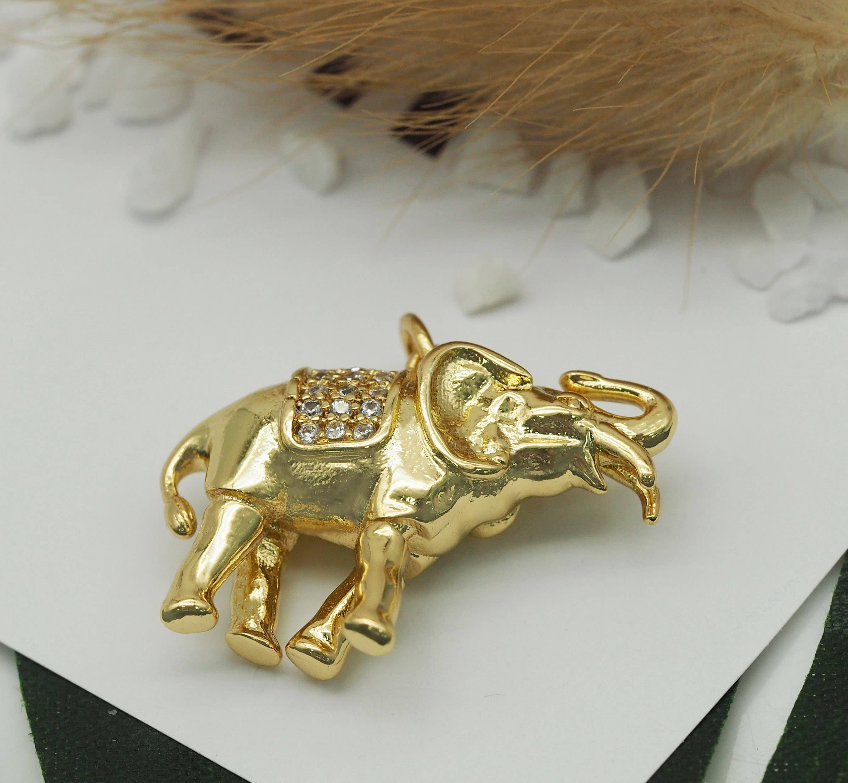 CZ Elephant Charm, Sku#Z1438