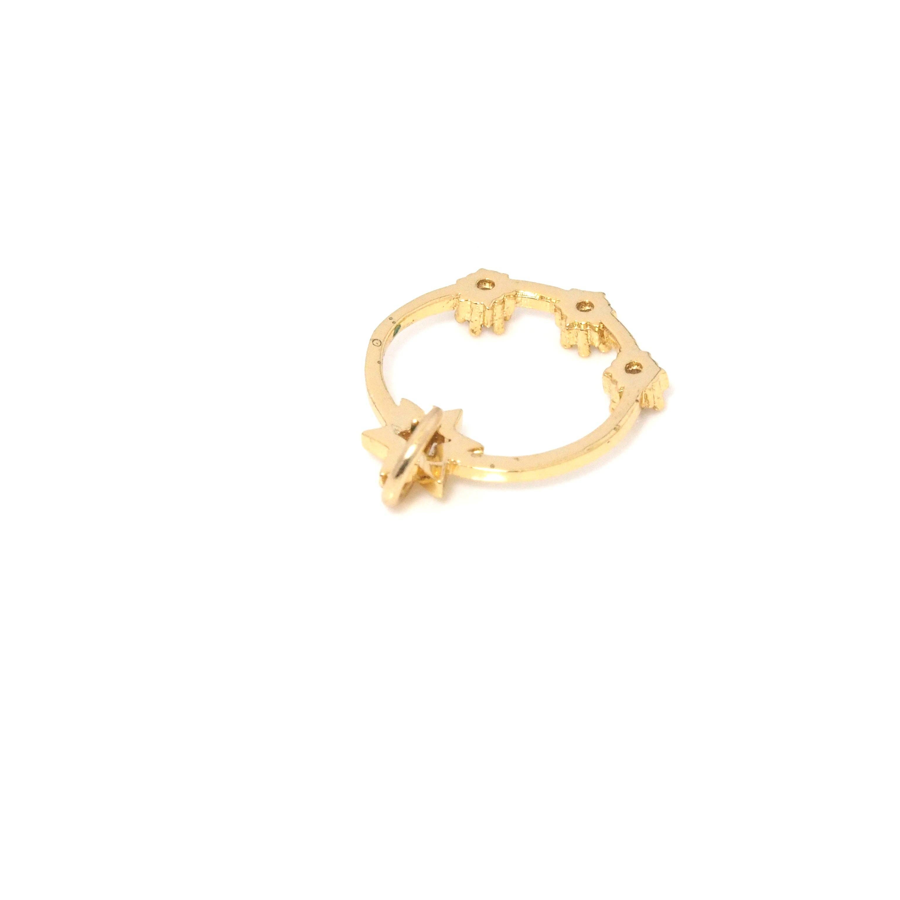 Clear CZ Daity Star Round Ring Charm, Sku#Y778