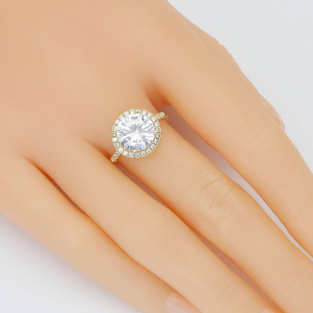 Gold Silver Big Round Diamond Statement Adjustable Ring, Sku#A277