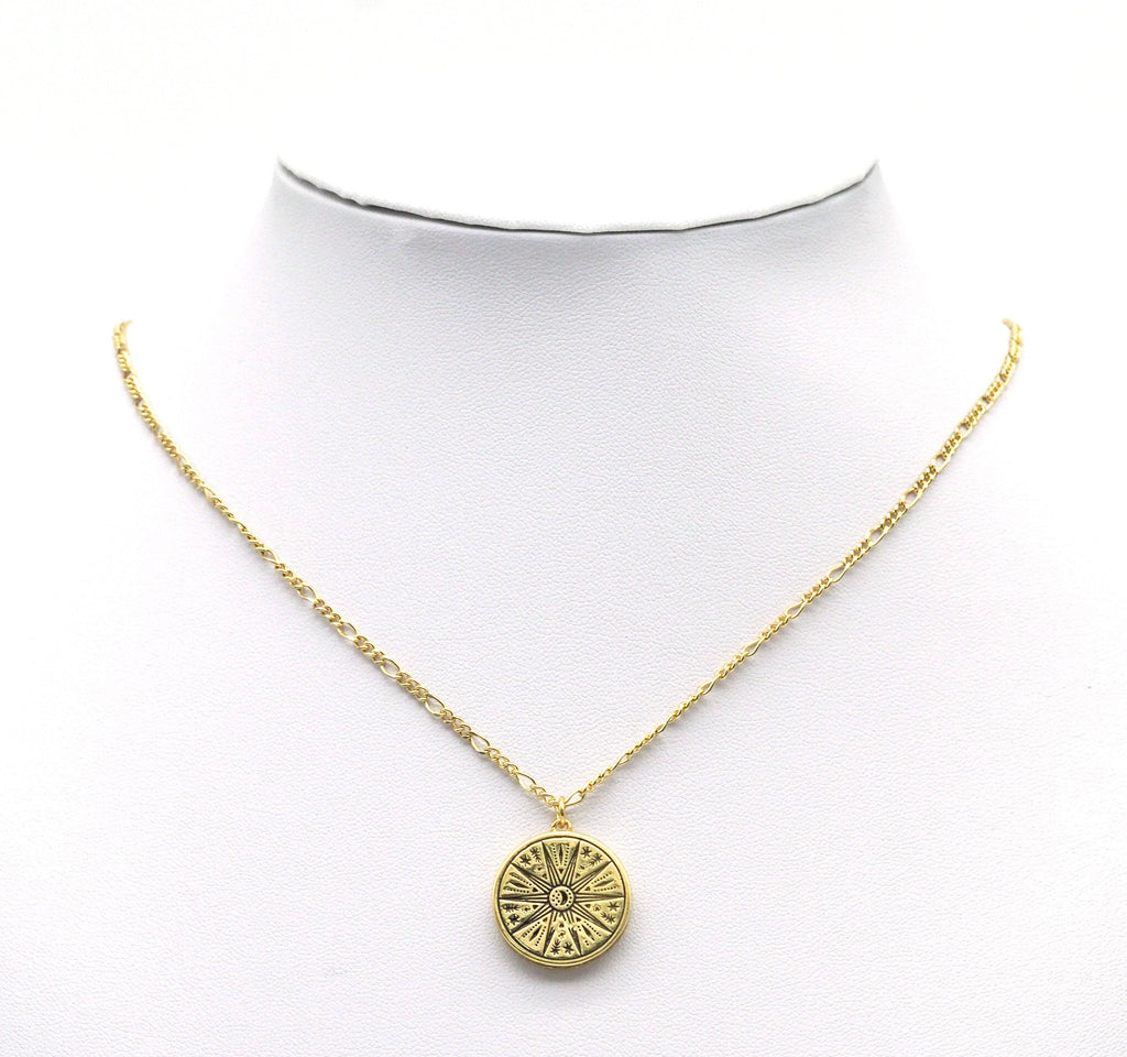 Gold North Star On Round Coin Charm, Sku#Z1456