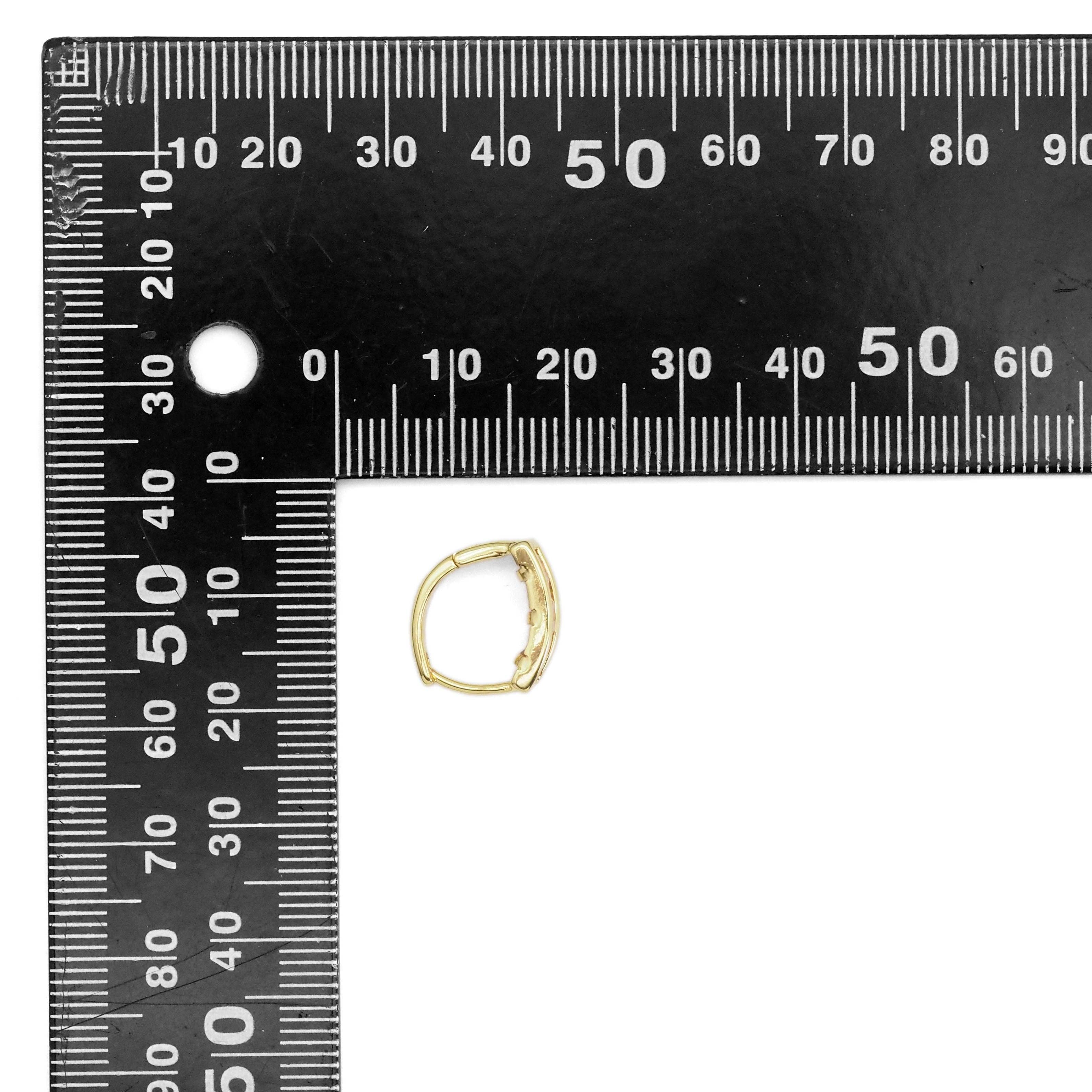 Baguette Colorful CZ Triangle Oval Small Huggie Earring, Sku#Y864