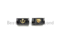 Lion Head/Anchor Bead,Tube Spacer Bead, Black CZ Pave Tube Spacer Beads for Men/Women Jewelry Making, 7x14mm, sku#Y242