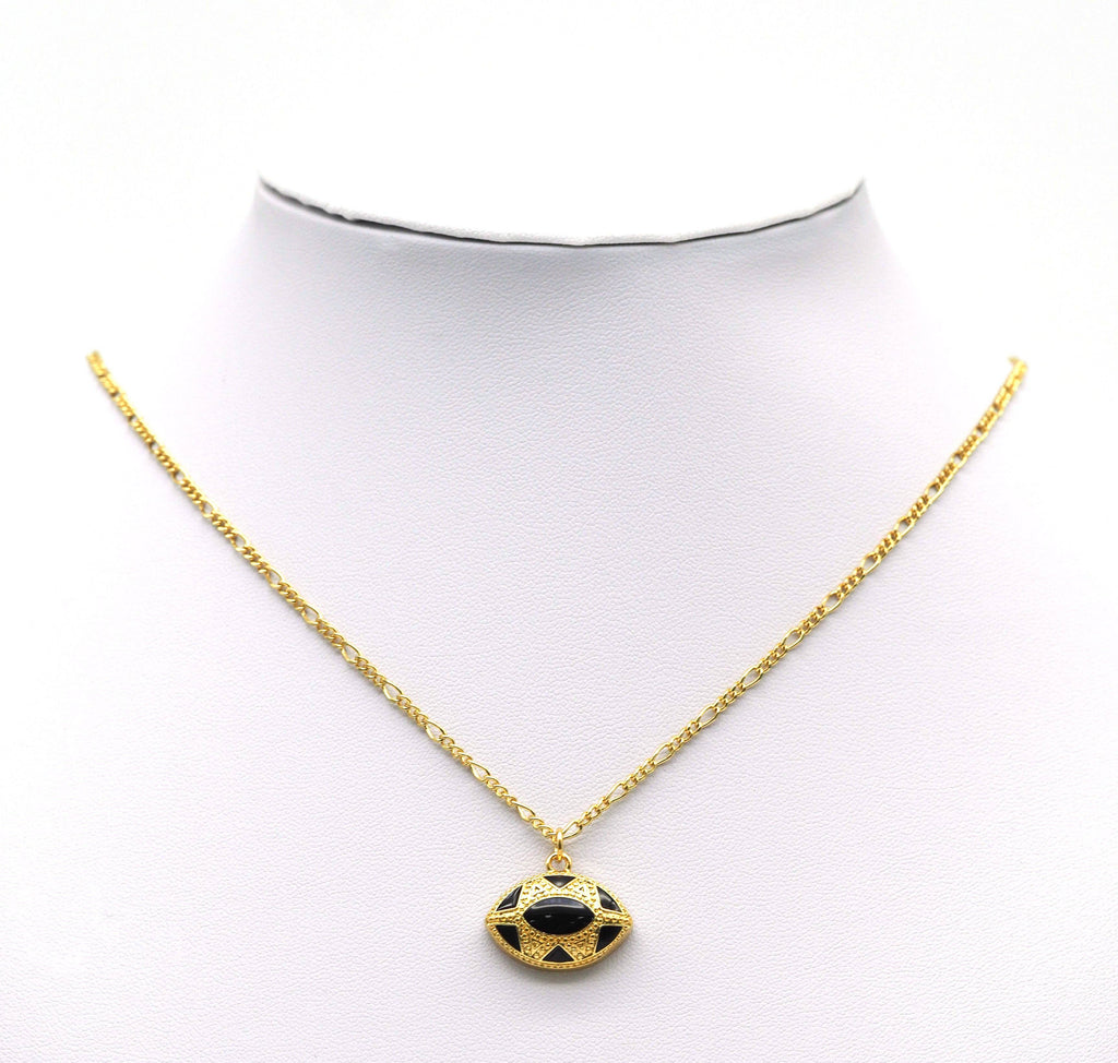 Black Enamel Evil Eye Oval Charm, Sku#Y699